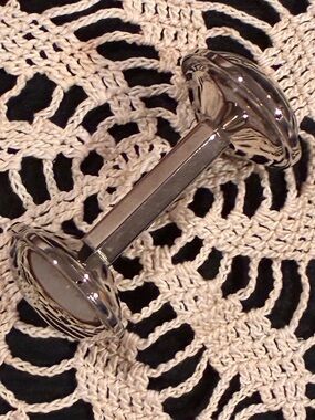 NIB Silver Plated Dumbbell Rattle, Circa 1980s